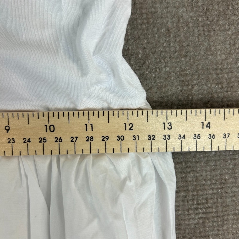 Commense Cami Midi Dress Womens M White Cotton Stretch Pleated Spaghetti Strap - Picture 5 of 12